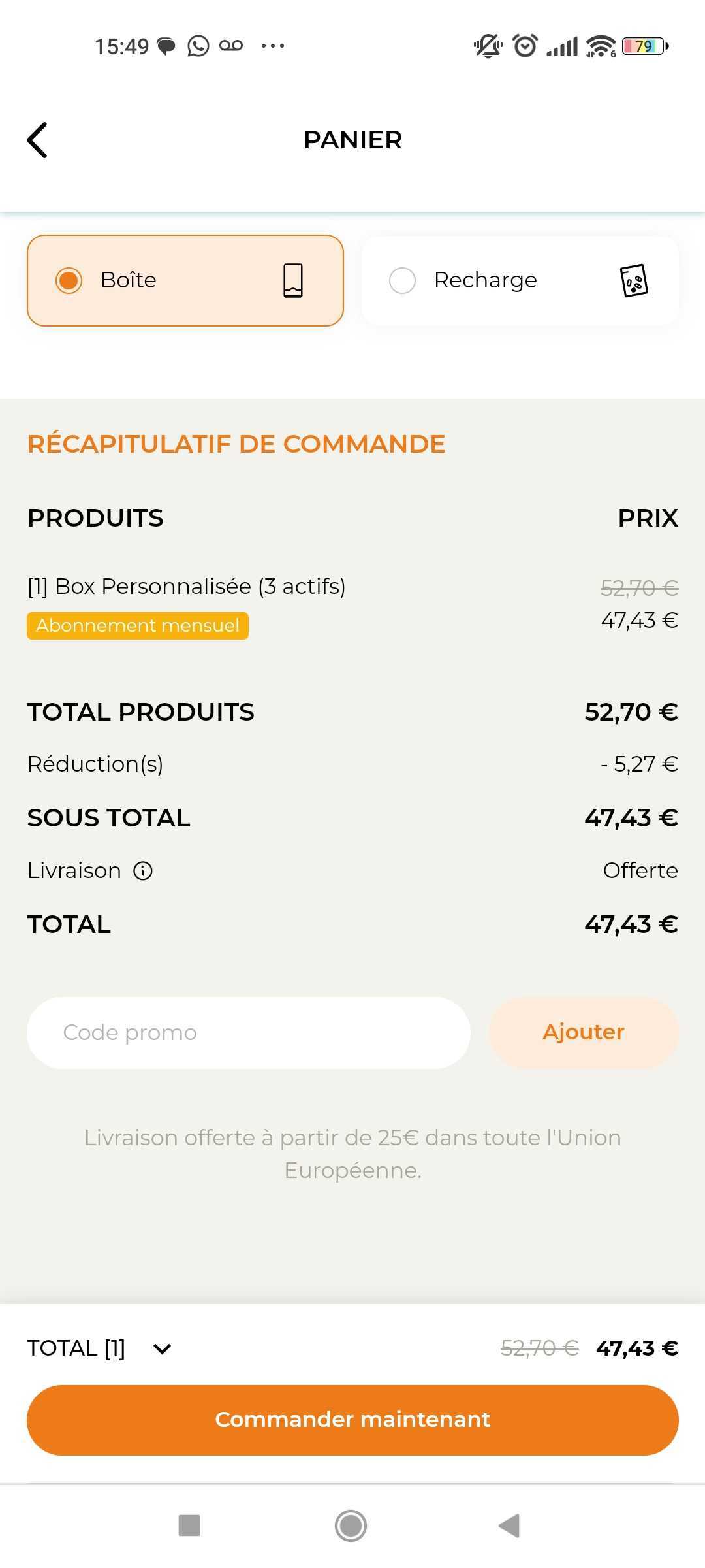 Comment faire pour recevoir mes recharges dans une enveloppe ?